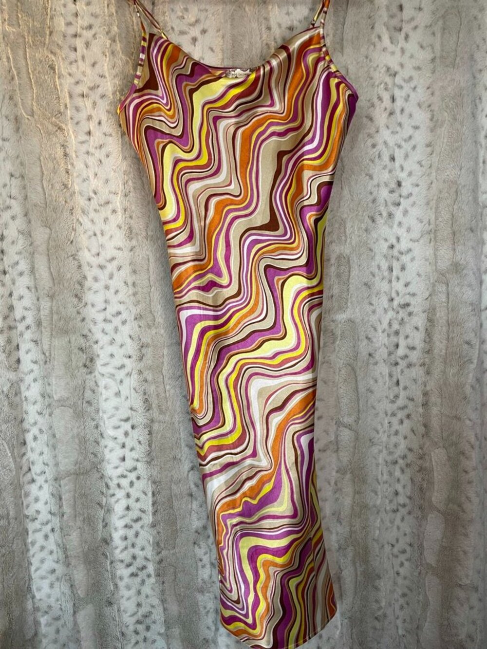 B.O.G. Collective Psychedelic Swirl Maxi Dress Y2K 70s Print Size M
